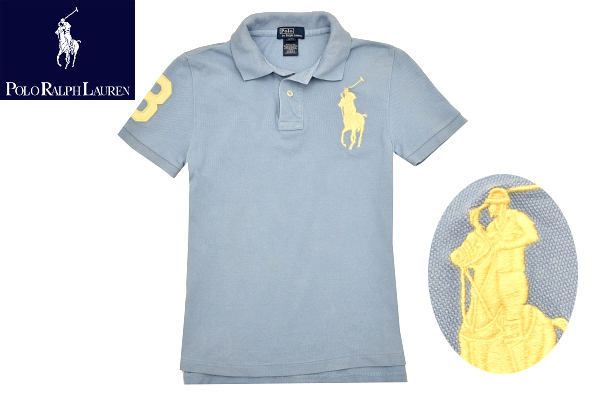 Y-9784★送料無料★Polo by Ralph Lauren ポロ ラルフローレン★正規品 立体3Dビッグポニー刺繍 鹿の子 半袖 ポロシャツ S-8-10歳 140cm拍卖