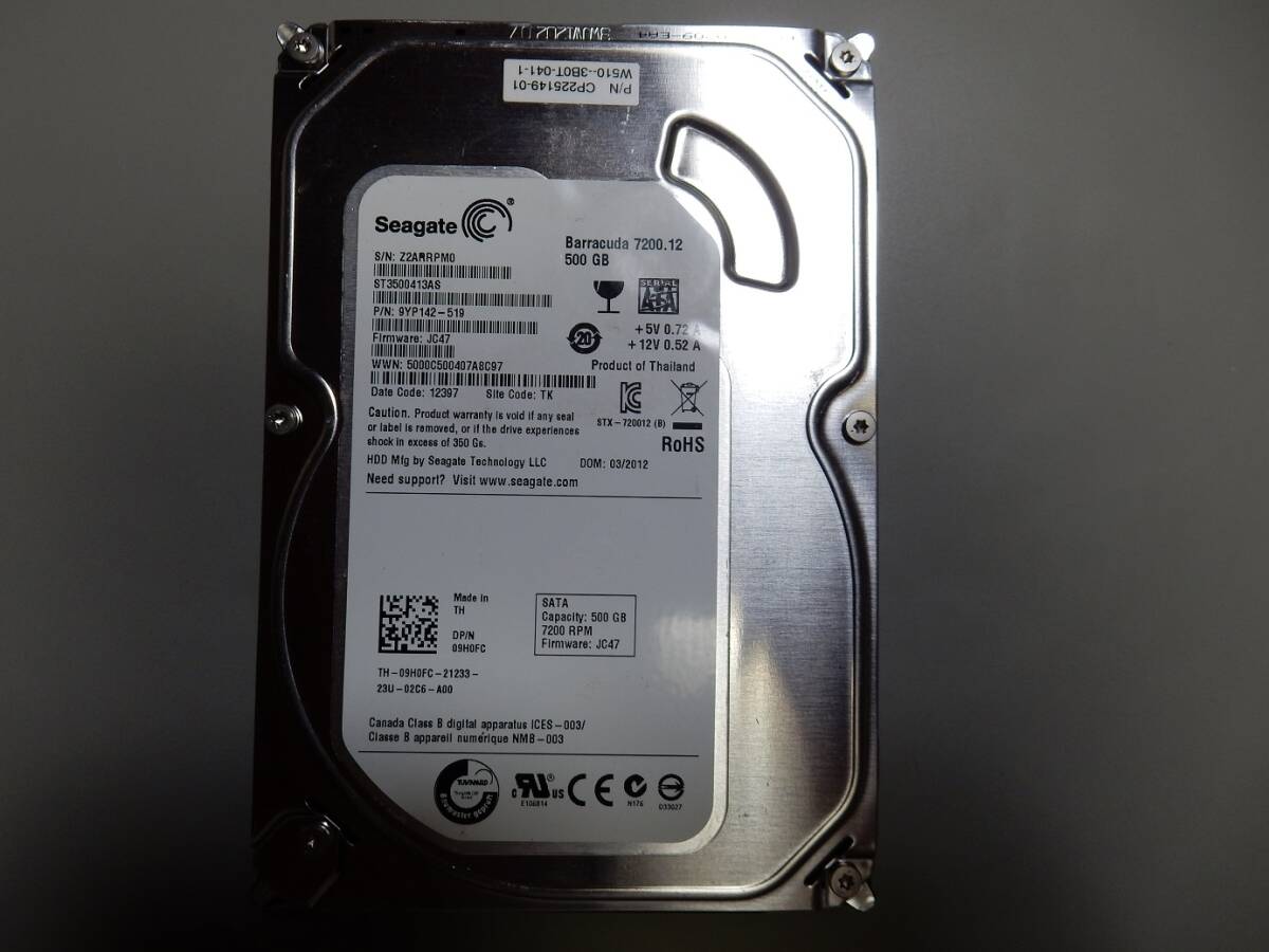 ■500G(使用時間=441時間)■3.5インチ内臓HDD■正常動作品・保証付き!■拍卖