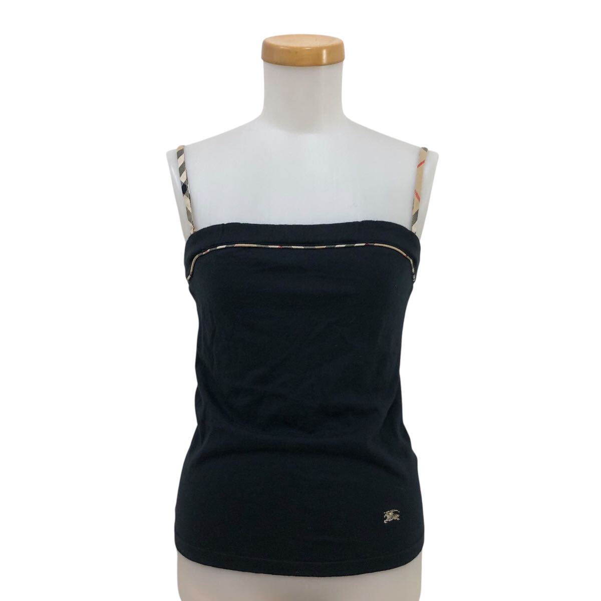 9Nm320-85 BURBERRY BLUE LABEL バーバリーブルーレーベル キャミソール キャミ カットソー トップス インナー ブラック 黒 レディース 38拍卖