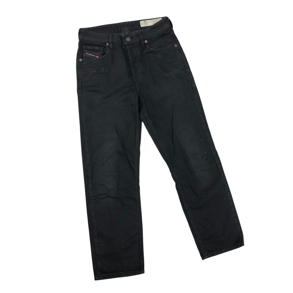 9Nm320-19 DIESEL ディーゼル ARYEL レギュラー ストレート ストレッチ ダメージ加工 ブラックデニム デニム パンツ ジーンズ 黒 W26L32拍卖