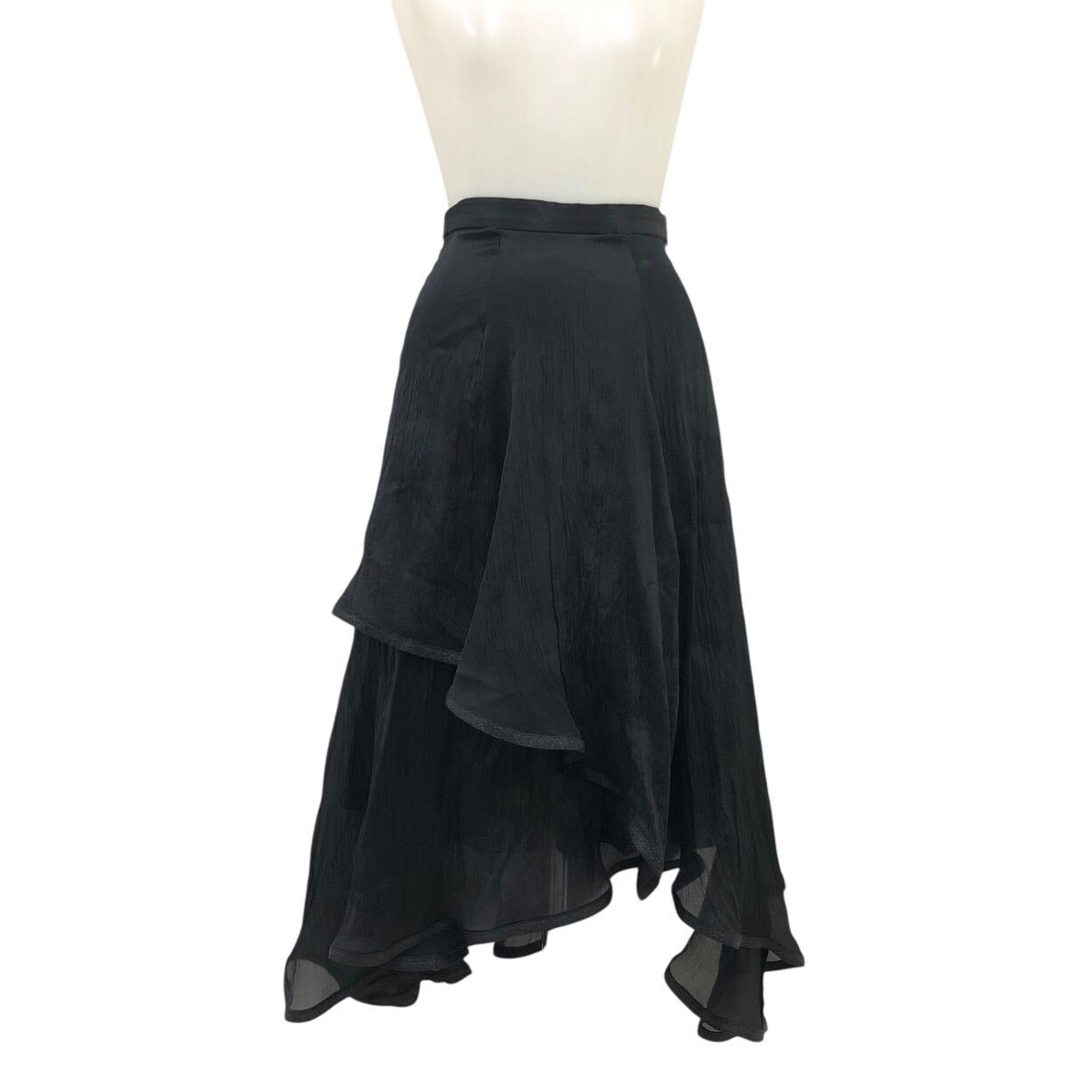 9Nm321-28 未使用品 LILY BROWN リリー ブラウン 裾パイピングイレヘムスカート フレア スカート ボトムス ブラック 黒 レディース F拍卖