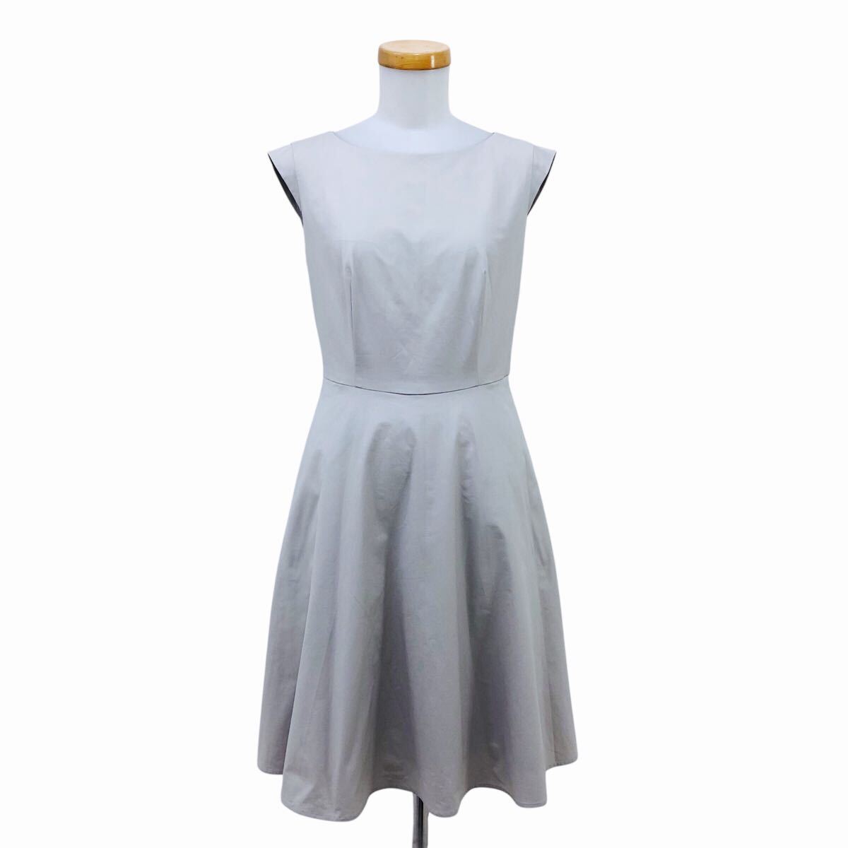 9Nm324-20 M-PREMIER couture エムプルミエ クチュール フレンチスリーブ ワンピース ワンピ ドレス グレージュ レディース 36 日本製拍卖