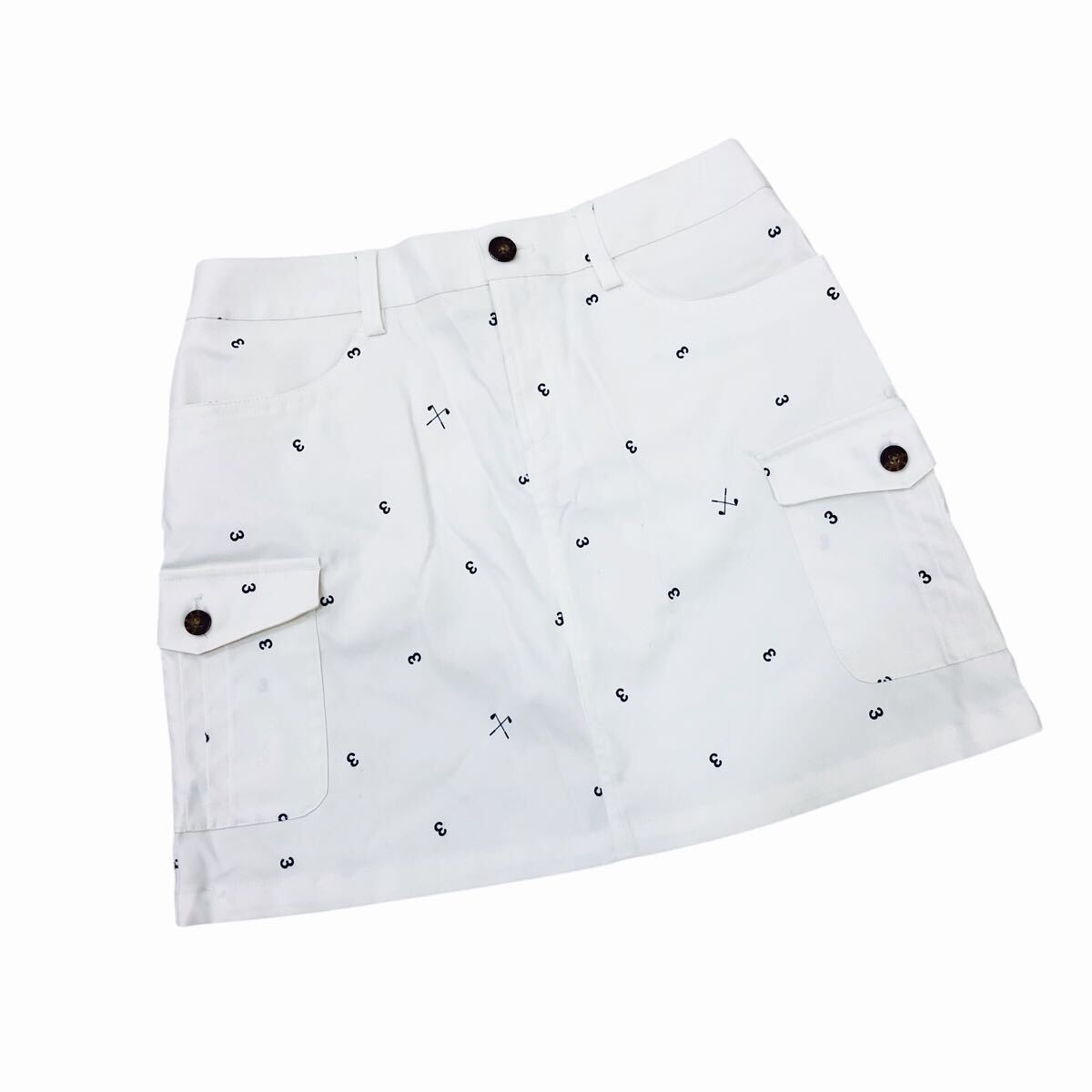 9Nm324-25 adidas GOLF アディダス ゴルフ ゴルフウェア 総柄 台形スカート ミニスカート スカート ボトムス ホワイト レディース M/M拍卖