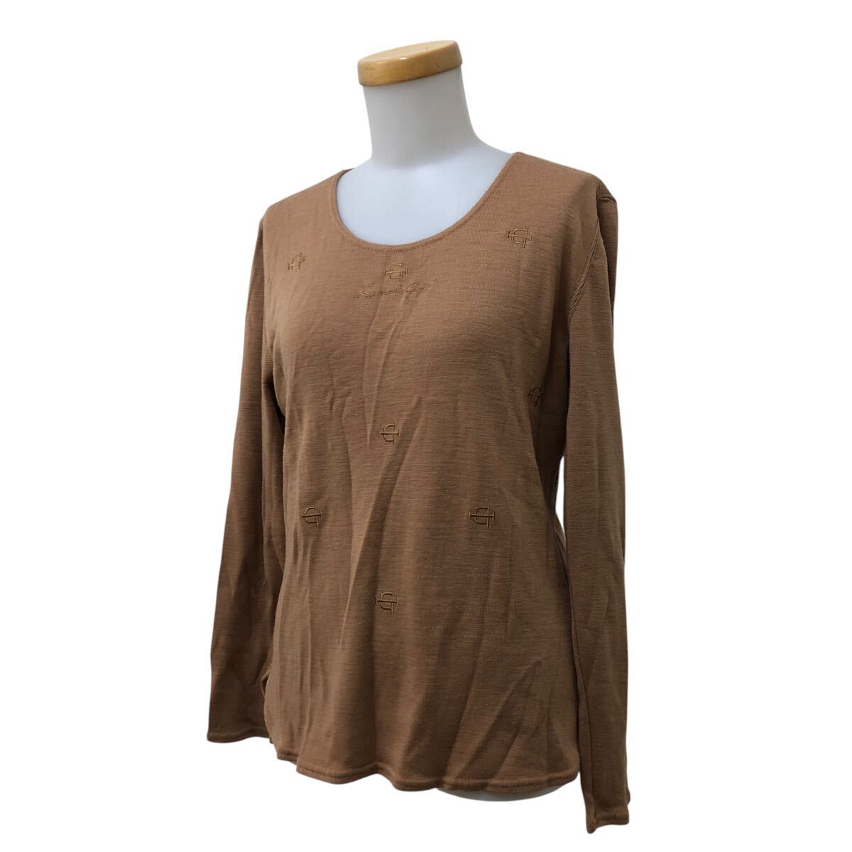 9NK002-57 伊太利屋 イタリヤ GK ITALIYA 長袖 ニット セーター トップス 総柄 ベージュ系 レディース 女性用 9拍卖