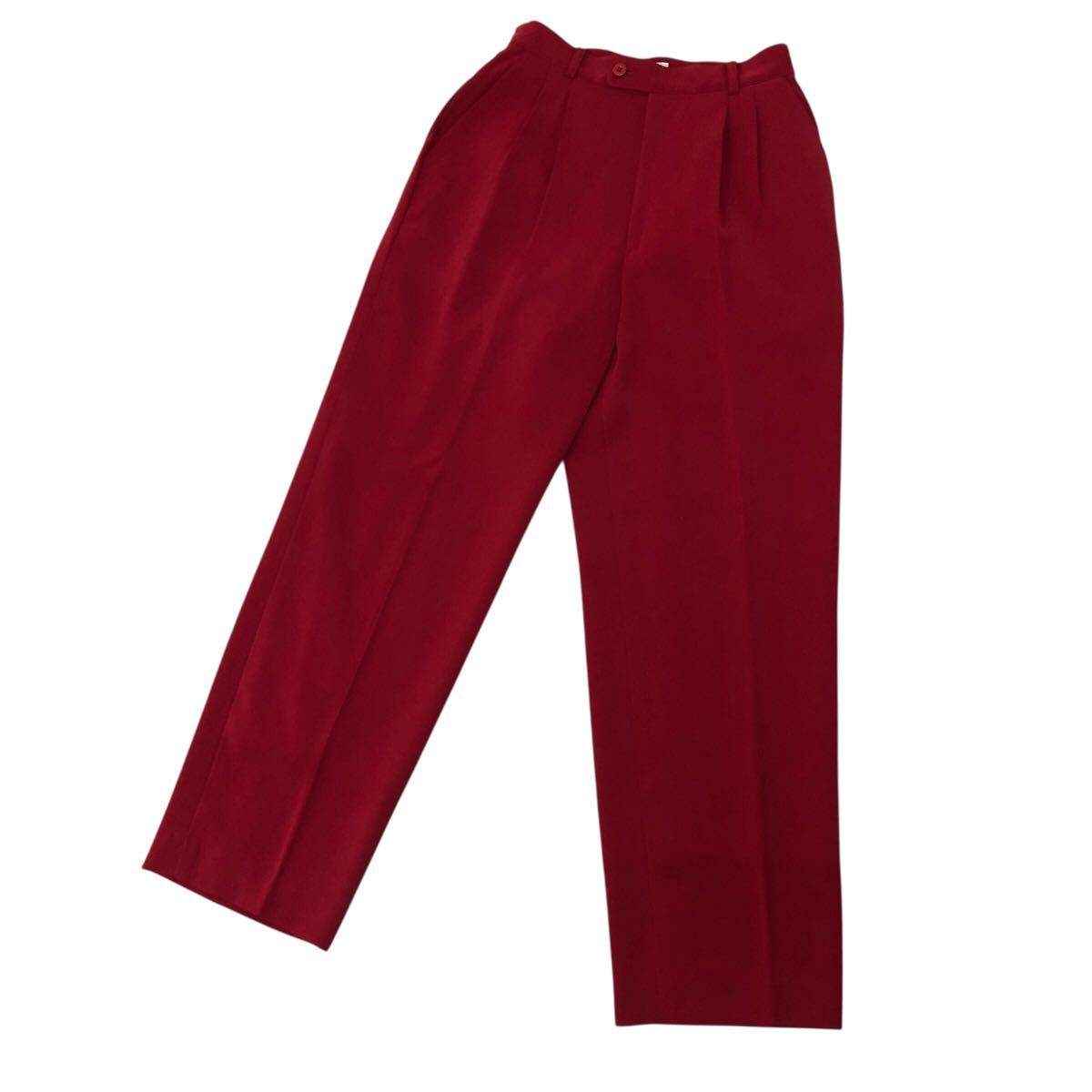 9NK002-58 Black&White ブラックアンドホワイト スポーツ スラックス パンツ ボトムス タック 赤 レディース 女性用 L拍卖