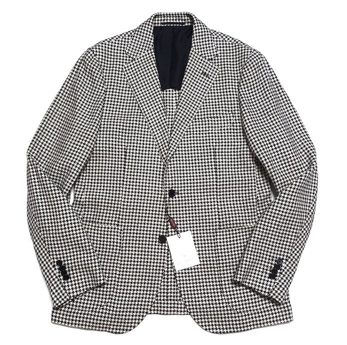 新品未使用 UNITED ARROWS ユナイテッドアローズ ハウンドトゥース チェック テーラードジャケット コットン シルク ブラック メンズ 50拍卖
