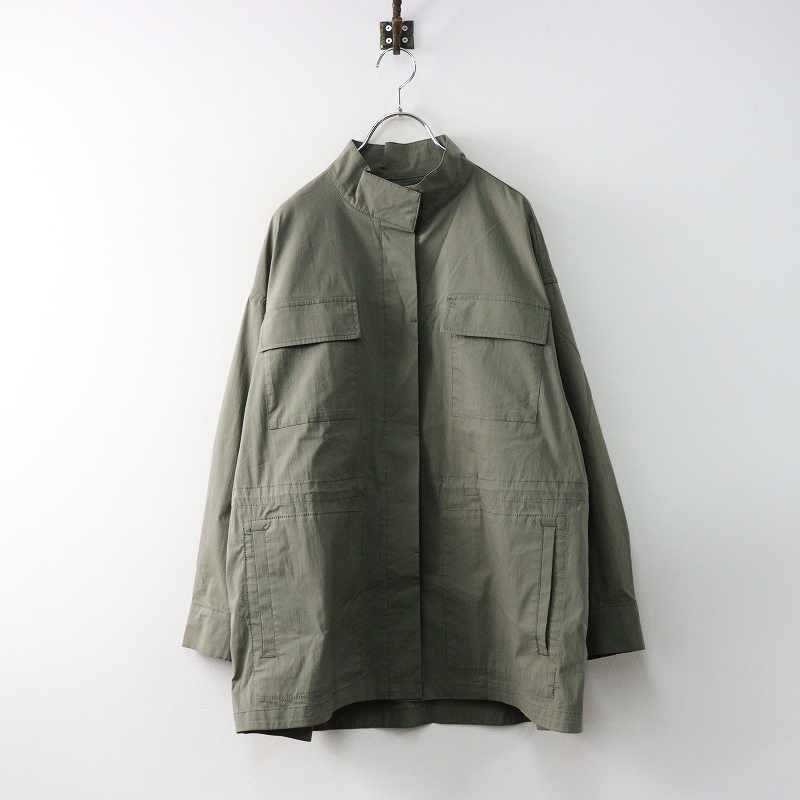 大きいサイズ 2024SS オンワード樫山 ニジュウサンク 23区 ミリタリーストレッチタフタ ジャケット 46|カーキ【2400014607635】拍卖