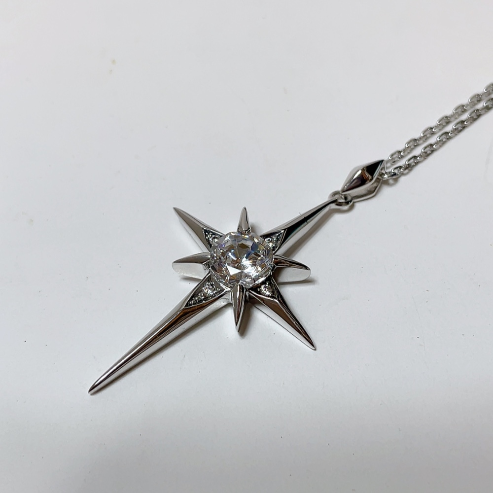 即決 送料無料 中古 美品★クロス ネックレス 十字架 チェーン 約45cm Silver シルバー レディース 925刻印有り ジュピターカット拍卖