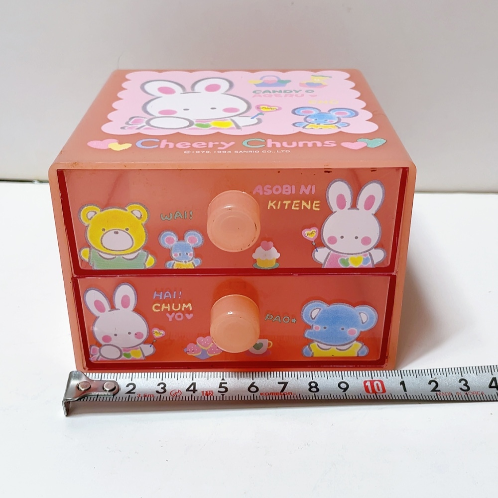 即決 送料無料 中古 当時物 アンティーク★Cheery Chums チアリーチャム 2段チェスト 小物入れ 引き出し サンリオ Sanrio拍卖