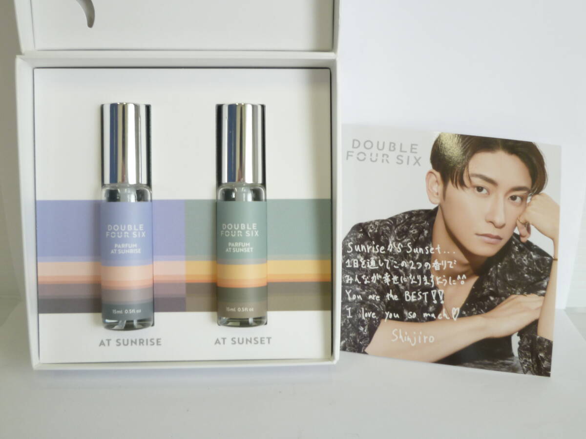 71492◆香水 DOUBLE FOUR SIX/ダブルフォーシックス AAA 與真司郎 パルファム アットサンライズ アットサンセット 15ml 2本セット 元箱有◆拍卖
