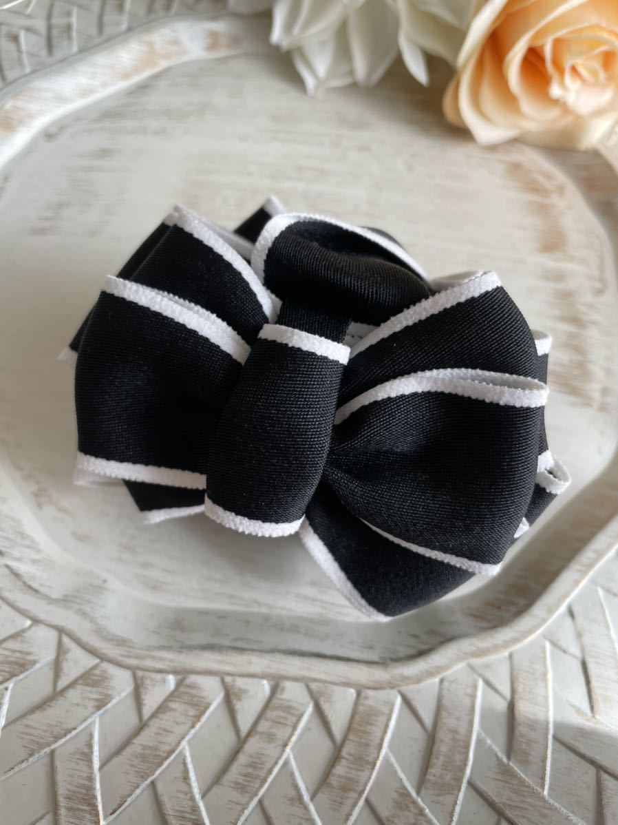 【ハンドメイド】リボンバンスクリップ☆ブラック ヘアアクセサリー325拍卖