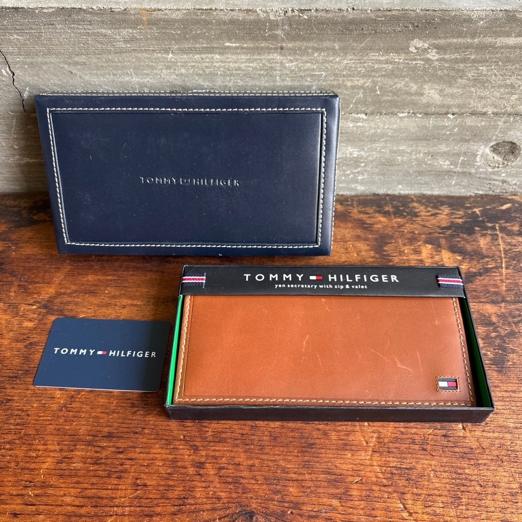 TOMMY HILFIGER Yen Secretary with zip&valet 長財布 レザー ブラウン系 トミー・ヒルフィガー 箱入り 現状品 直接引取歓迎(横浜市) digj拍卖
