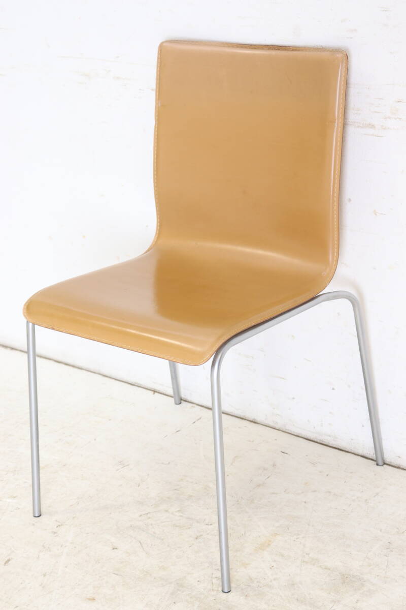 【レザーチェア】ヴィンテージ 本革 ロットNo.101881 キャメルブラウン モダンデザイン ダイニングチェア インテリア 椅子(B)拍卖