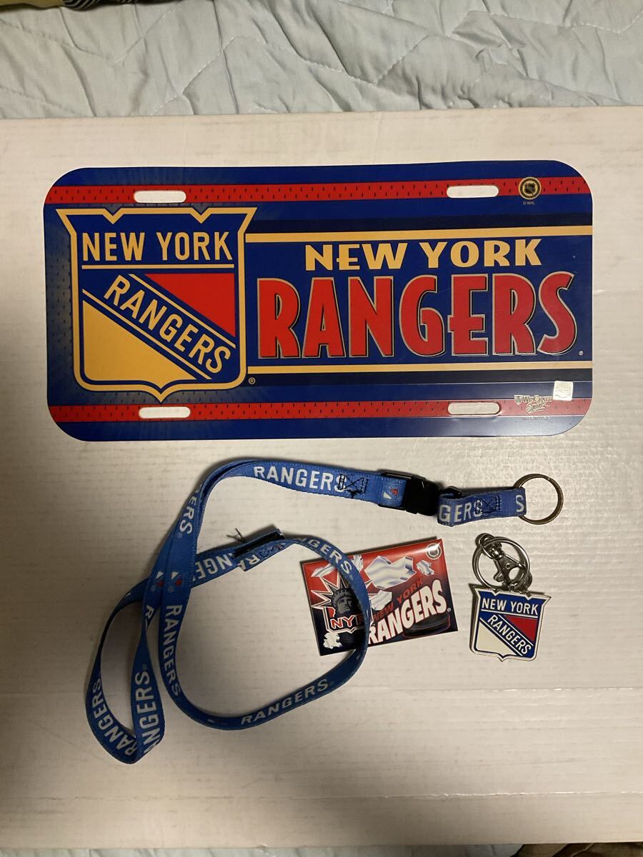 NHL NewYork Rangers ネックストラップ バッジ キーホルダー プラ板バンパー4点 アイスホッケー ニューヨーク レンジャーズ拍卖