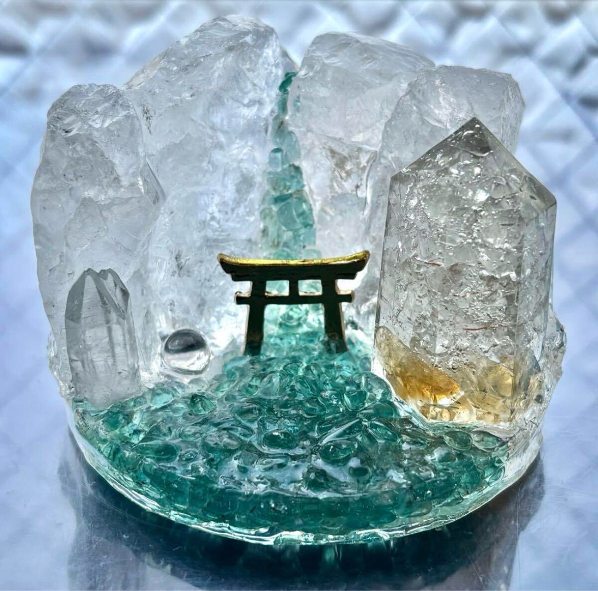 ◇癒しの滝◇鳥居◇神社◇オルゴナイト◇オブジェ◇アパタイト◇シトリン◇水晶◇拍卖