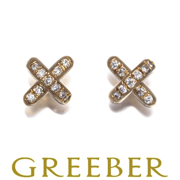 ティファニー ピアス ダイヤ ダイヤモンド クロスステッチ K18YG BLJ拍卖