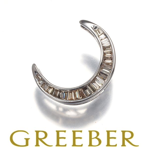 ブラウンダイヤ ダイヤモンド ムーン ペンダントトップ K18WG GENJ 限界値下げ品拍卖