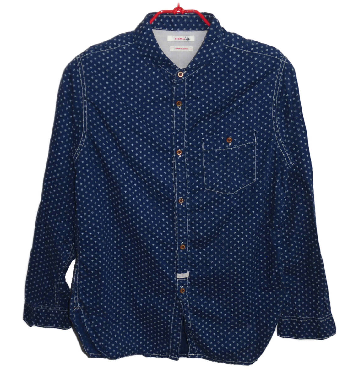 美品 ETERNAL エターナル ホリゾンタルカラー 総柄 長袖シャツ M拍卖