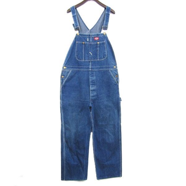 ★USA製★ 80s 90s~ サイズ W40 L32 Dickies デニム オーバーオール サロペット ワーク ペインター ディッキーズ 古着 ビンテージ 5S1601拍卖