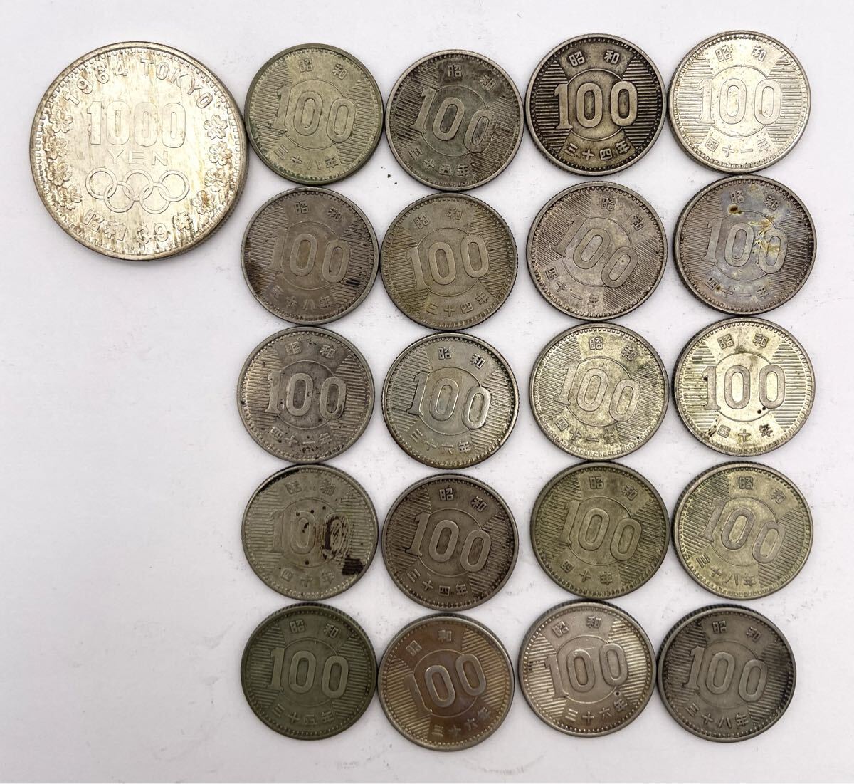 東京オリンピック 1000円銀貨● 稲穂100円銀貨×20 115.8g 古銭②拍卖