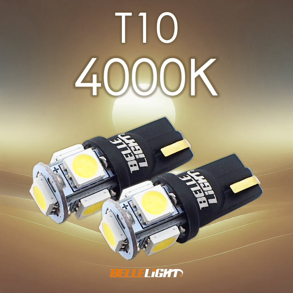 T10 4000K LED 白と電球色の中間色 2個セット ポジション ナンバー灯 ルームラ ンプ 12V用 5連 電球 SX041-40拍卖