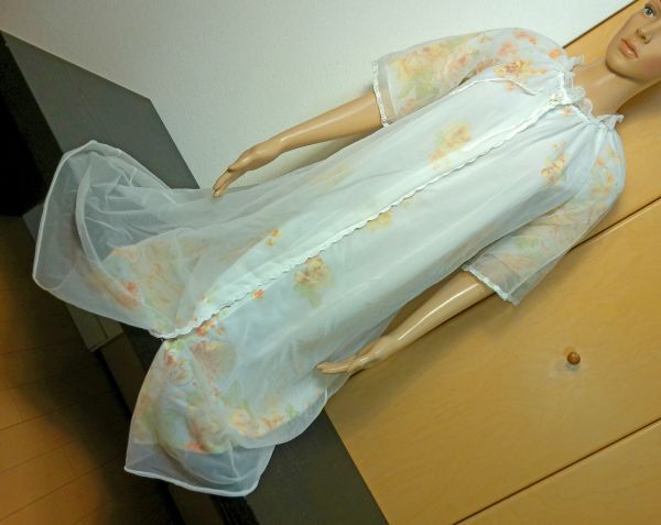 534中古品☆Wacoalワコール♪花柄♪ロングネグリジェナイトウェアMサイズ 難あり 出品商品10点落札送料無料拍卖
