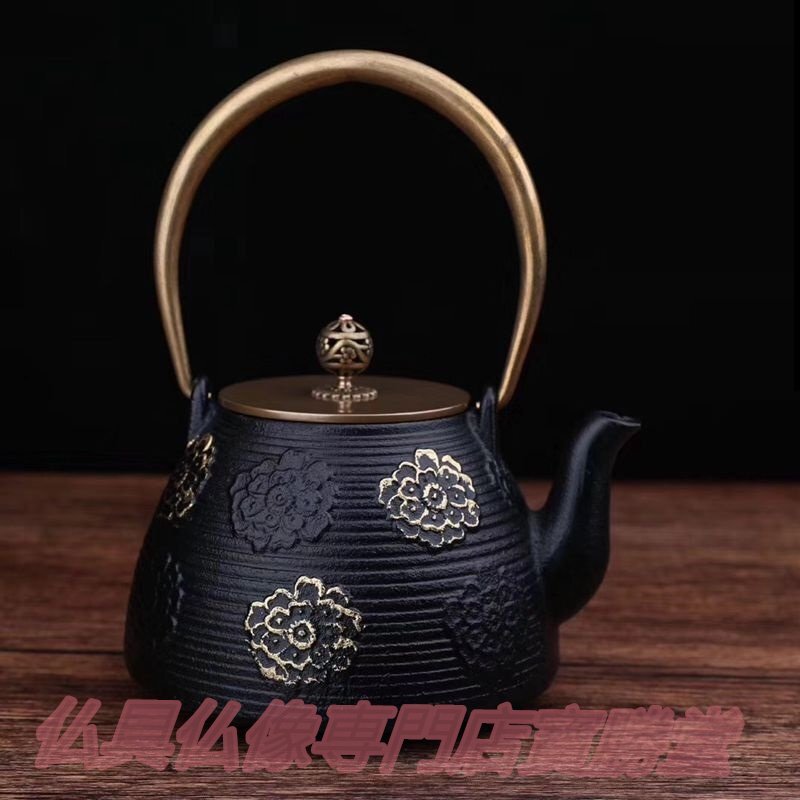 【寶勝堂】新品1200ML 鉄急須 1.2L 大容量 鋳鉄ティーポット鉄製 急須 直火対応ホイッスルケトル和風鉄器鉄瓶ストーブセーフケトル拍卖