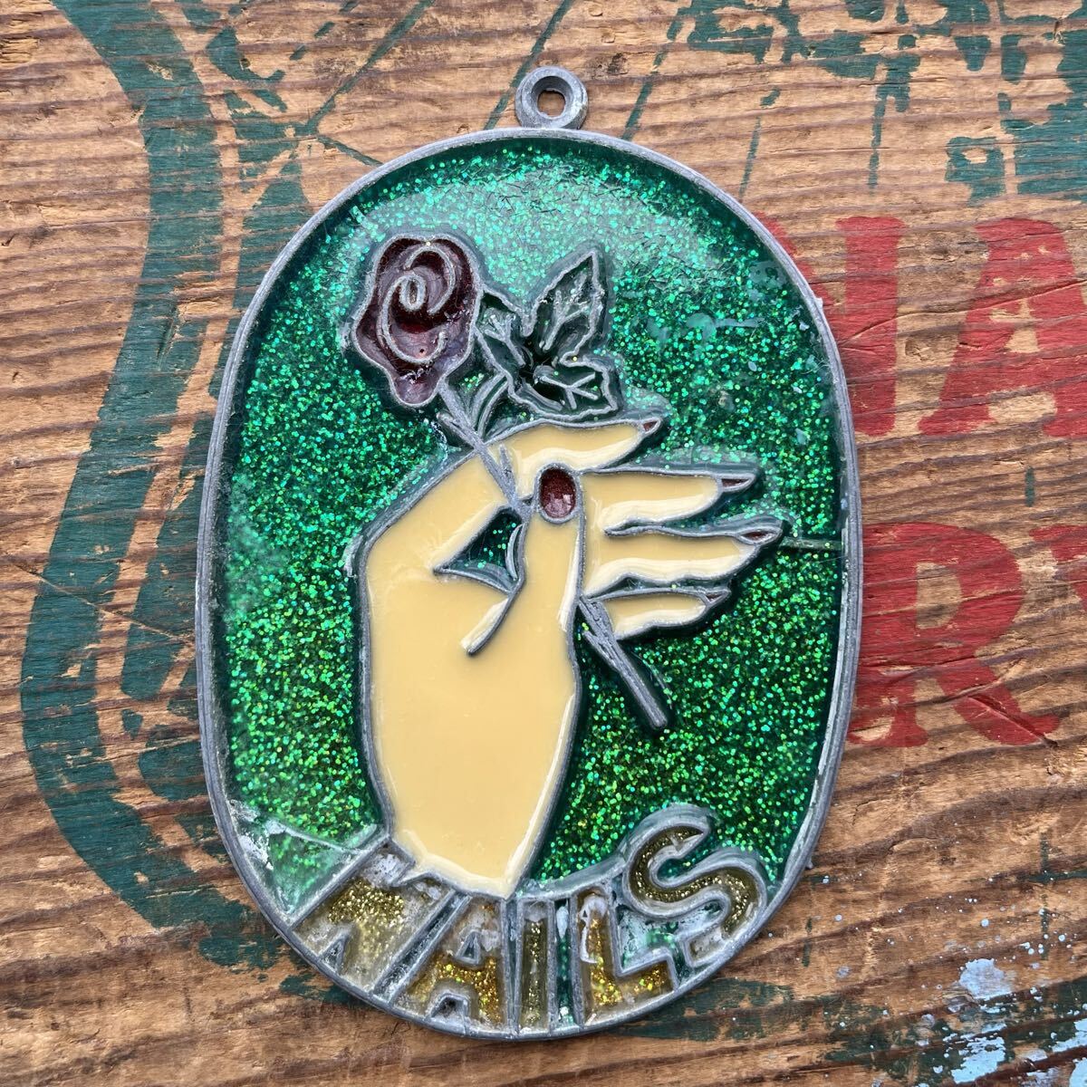 【USA vintage】stained glass ornament NAILS ステンドグラス サンキャッチャー ネイル アメリカ ビンテージ拍卖