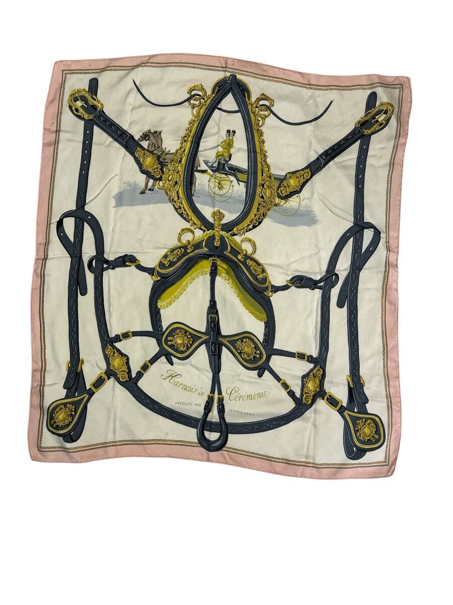 エルメス HERMES スカーフ カレ90 シルク シルク100 乗馬風景 大判 ジャンク拍卖