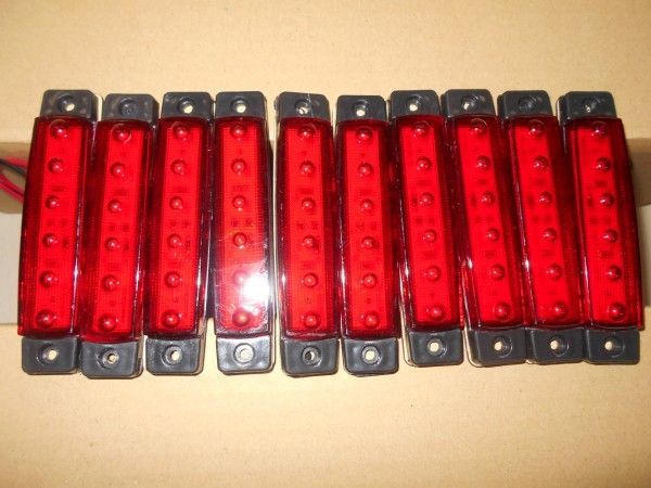 ★ 送料無料★ 新品:赤色/レッド 汎用 サイドマーカー車高灯 ランプ 6LED 10個セット 24V デコトラ 6LED-赤 【A-2】拍卖
