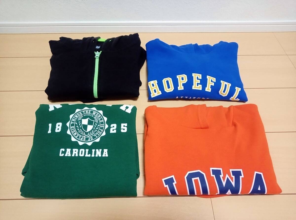 良品中古!! 子供服 男子 パーカー トレーナー トップス 4点セット サイズ160 子ども服 まとめて 小学生 中学生 通学服 普段着 春服秋服冬服拍卖