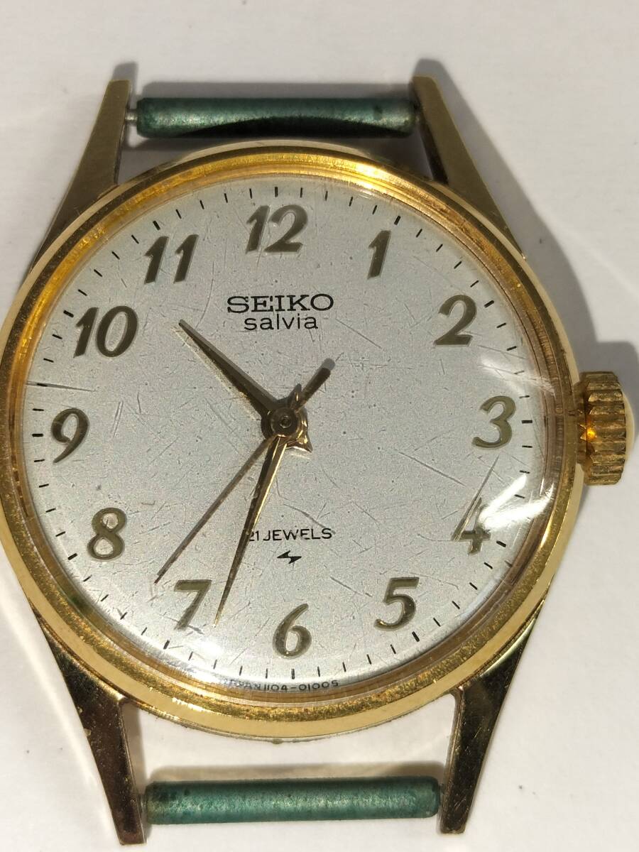 SEIKO salvia サルヴィア 1104-0030 ゴールド ラウンド 手巻き レディース 腕時計拍卖
