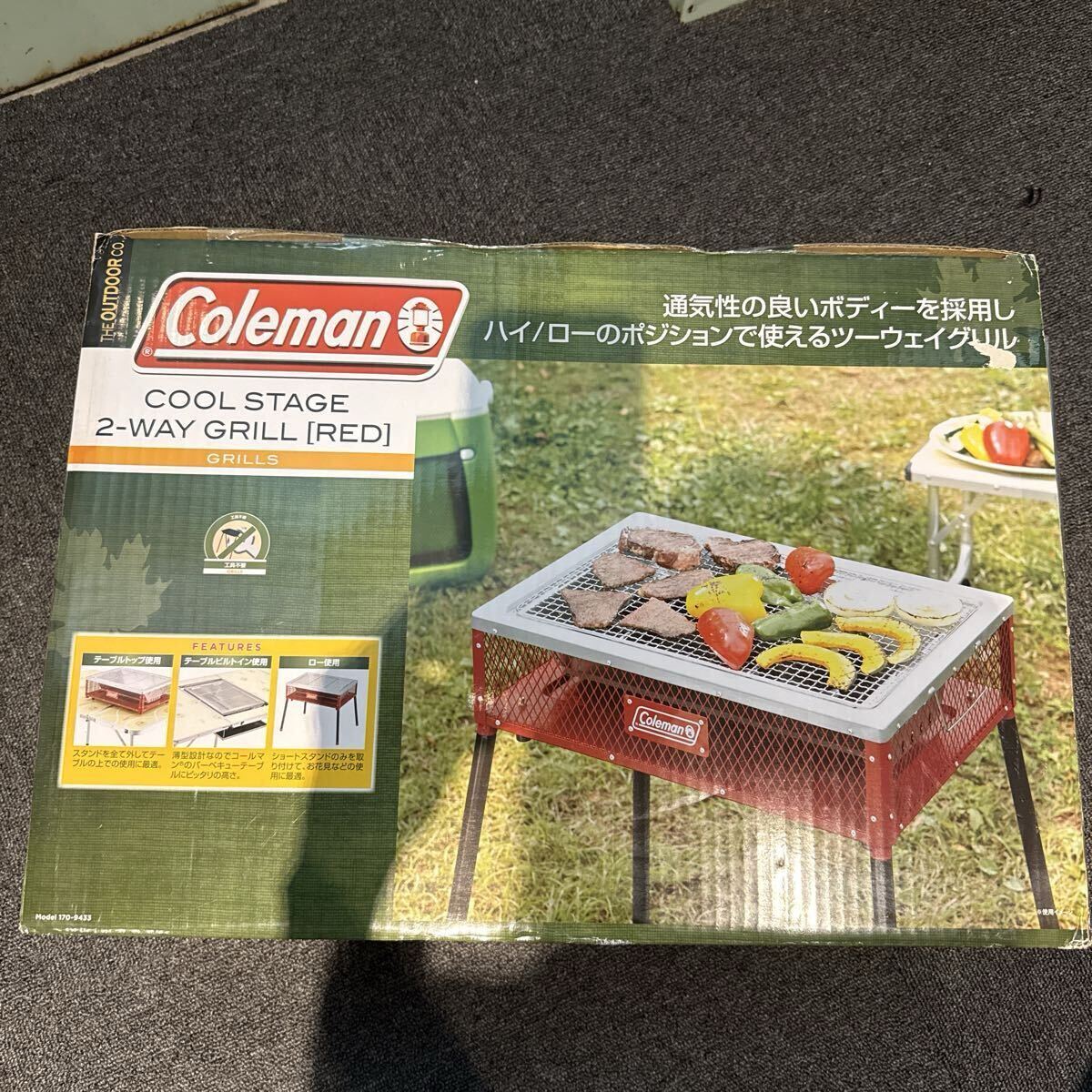 新品未使用 Coleman コールマン BBQ クールステージ ツーウェイグリル アウトドア キャンプ レッド 170-9223 定価7920円拍卖