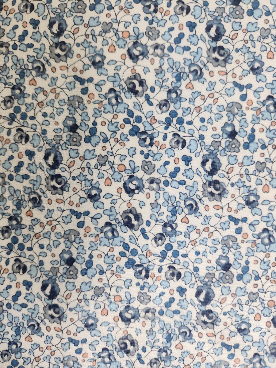 リバティ☆エロイーズ☆幅61×長さ80cm☆ブルー系☆タナローン☆Check&Stripe ホビーラホビーレなど ☆ハギレ拍卖