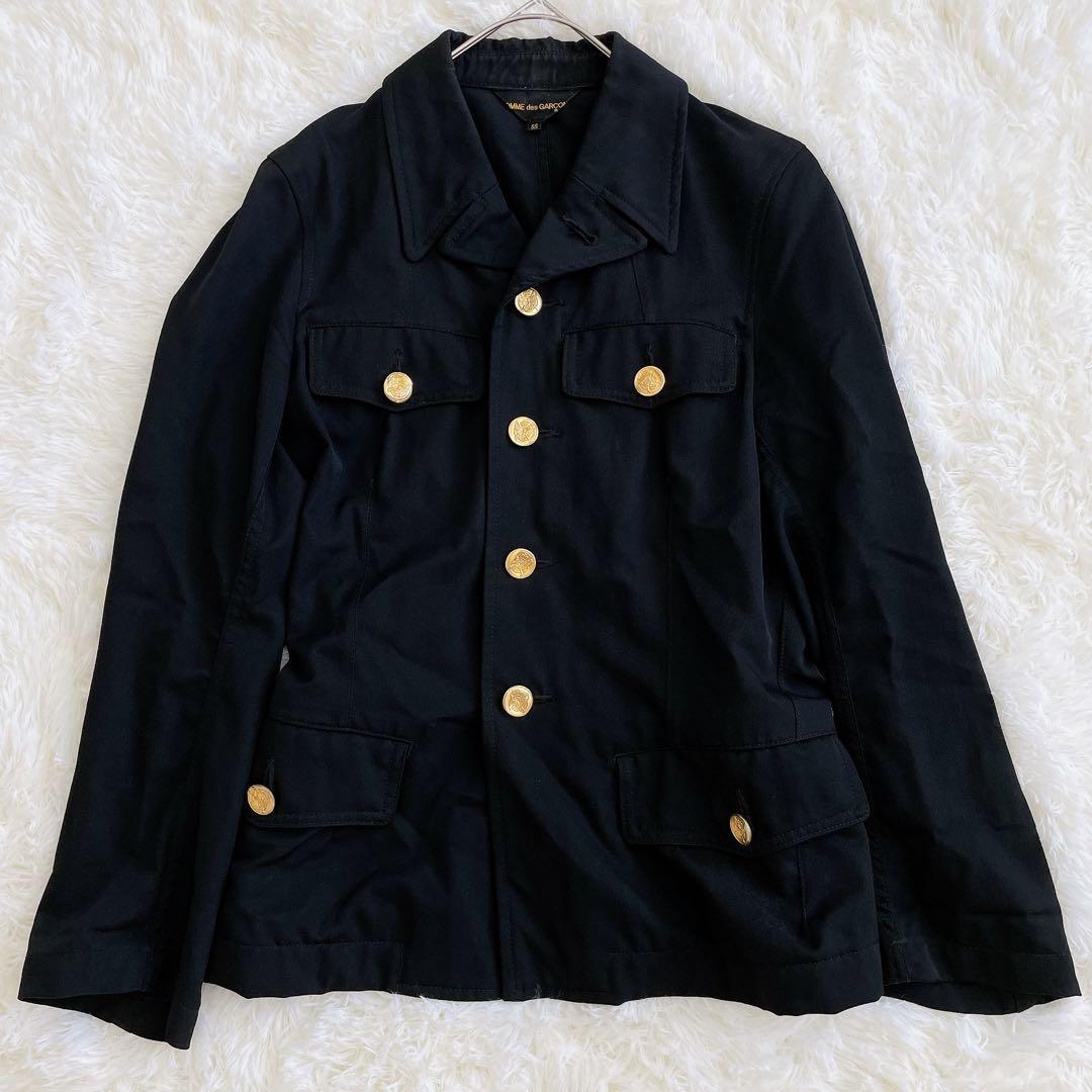 希少 COMME des GARONS コムデギャルソン 金ボタン ミリタリージャケット シャツ ブラック 黒 バンクバレリーナ期 2005年 ウール 羽織り拍卖