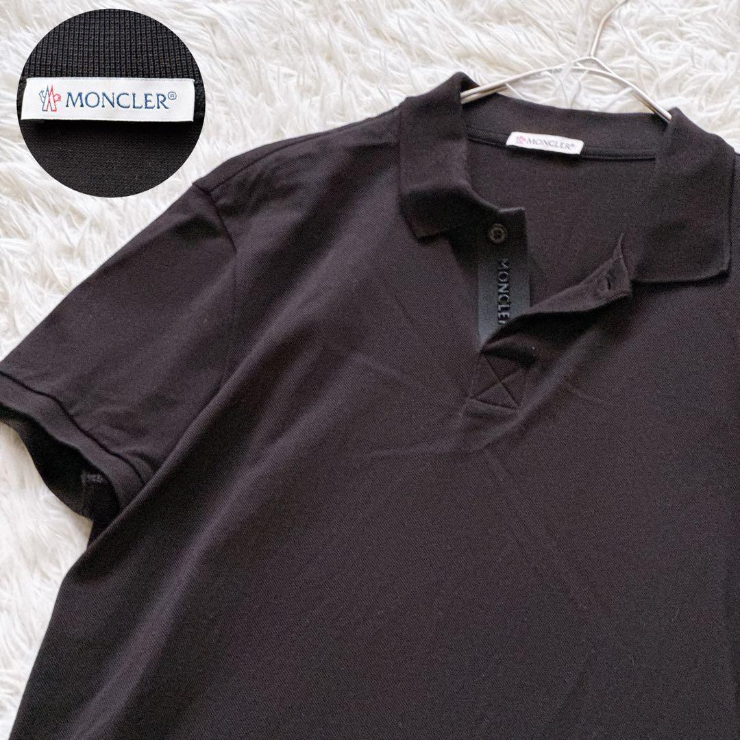 近年モデル 希少デザイン MONCLER モンクレール 半袖ポロシャツ Sサイズ ブラック 黒 正規品 認証済み メンズ トップス ゴルフ 近年モデル拍卖
