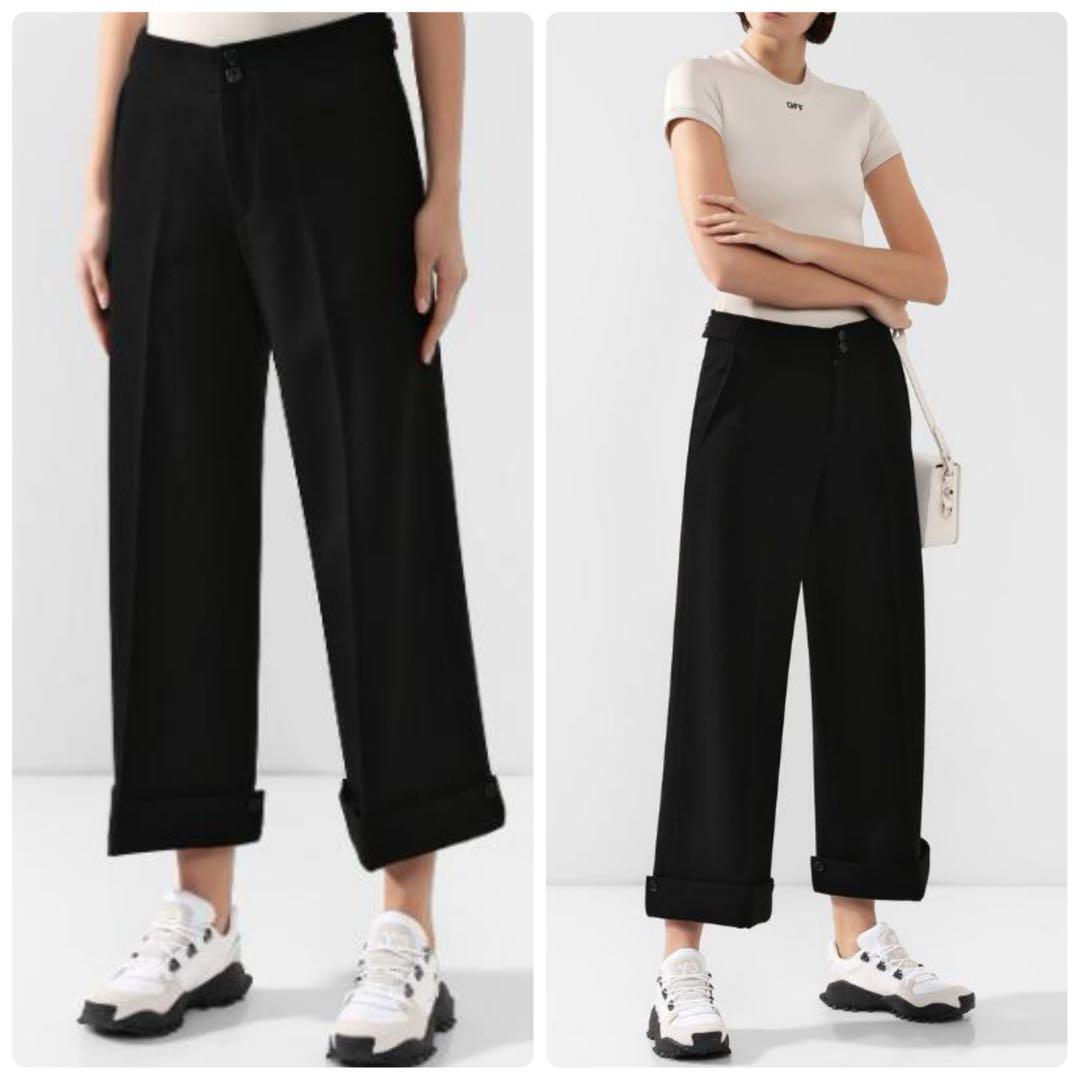 近年モデル 美品 Yohji Yamamoto ヨウジヤマモト 裾ボタン付き デザインワイドパンツ 1サイズ ブラック ウール キュプラ レディース拍卖