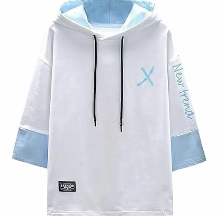 パーカー メンズ 半袖 七分袖 ゆったり カジュアル 2XL拍卖