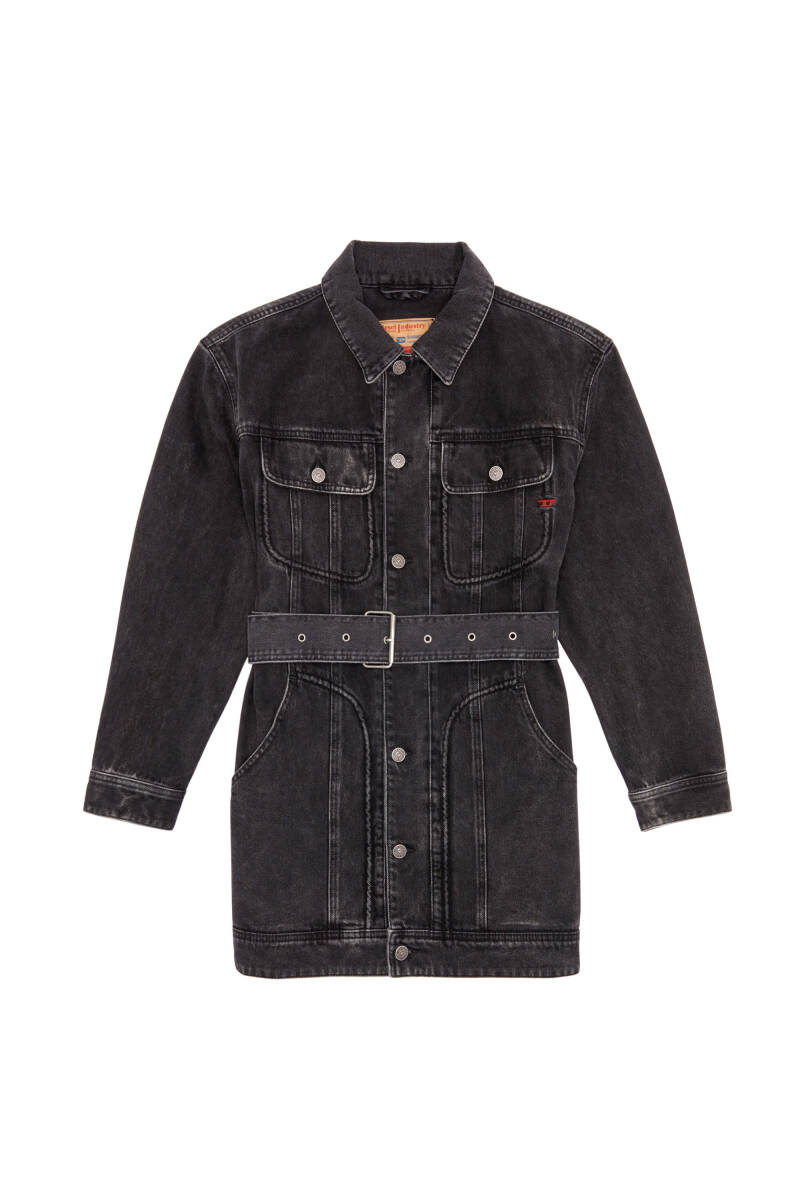 ★新品未使用/DIESEL/価格71500円★タグ付 レディースDIESEL オーバルディーロゴ デニム オーバートラッカー ジャケット ブラック XXS拍卖