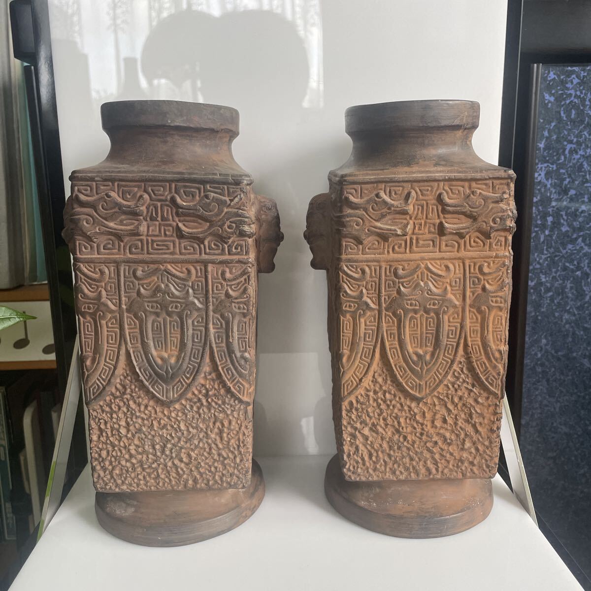 古美術品 備前焼 花瓶 花入 朱泥 陶器/壷/花器/時代/骨董/古美術/陶印/在印/古道具タグボート拍卖