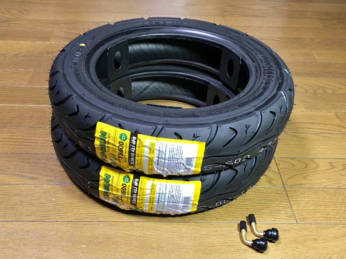 ★新品 2本セット ティムソン 3.00-10 前後 TS600 Lバルブ2個付 10インチ TS600 3.00-10 F/R 42J 4PR TL ★拍卖