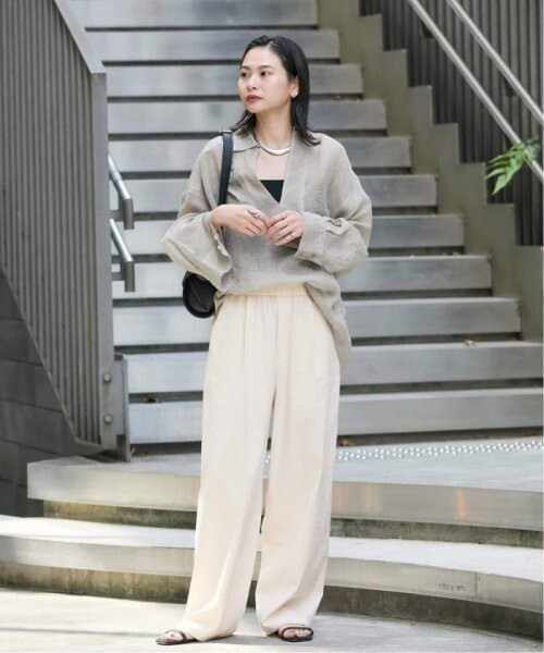 25SS ジャーナルスタンダード ウォッシャブルコットンリネンVIS ストレートパンツ ナチュラル36サイズ 新品拍卖