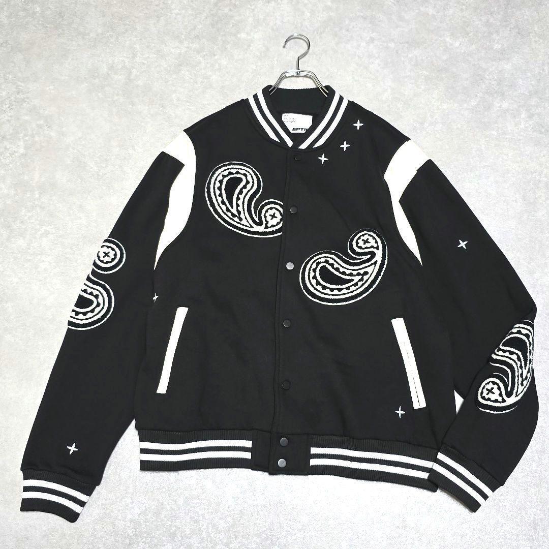 未使用級 EPTM エピトミ L スタジャン アワードジャケット ペイズリー柄 裏起毛 ブラック拍卖