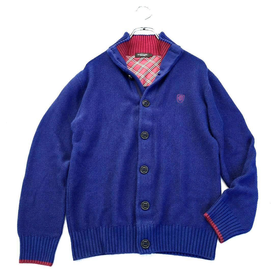 極美品 ブラックレーベルクレストブリッジ BLACK LABEL CRESTBRIDGE 2 M ハイネックセーター カーディガン ブルー拍卖