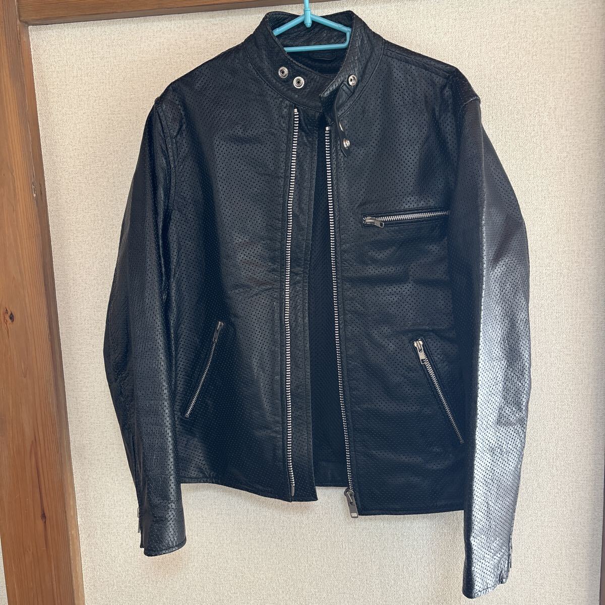 HORN WORKS・パンチングレザー・サイズM・ブラック・中古拍卖