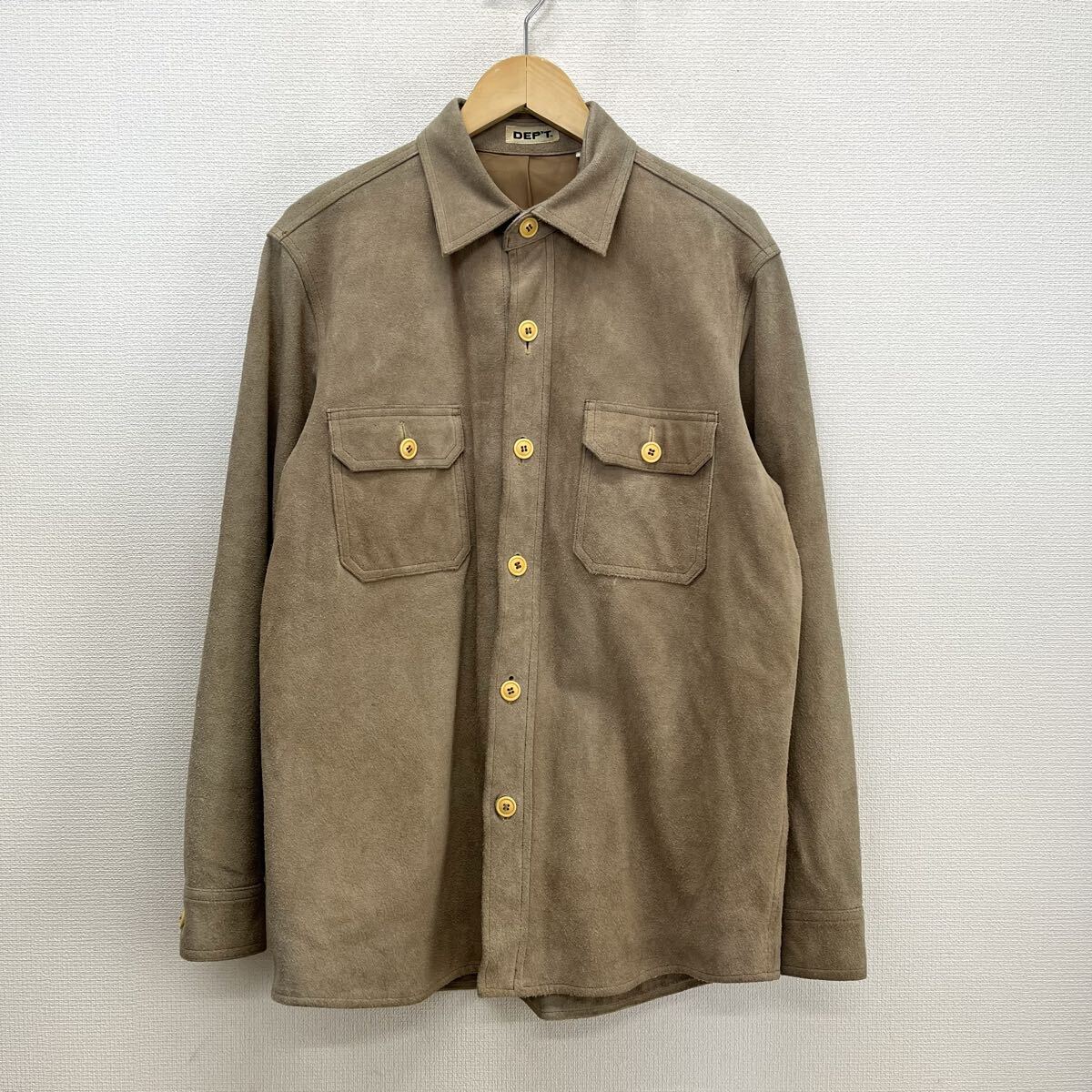 DEPT デプト 長袖 スエード レザーシャツ 牛革 本革 M 10121157拍卖
