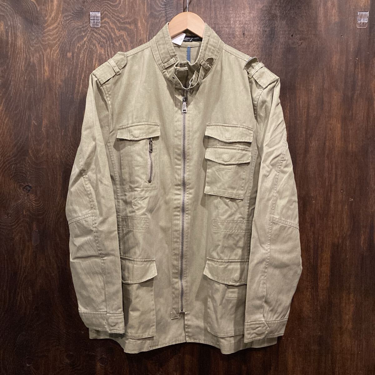アメリカ古着 macy's メイシーズ スタンドカラー ジップジャケット カーキ ミリタリージャケット拍卖