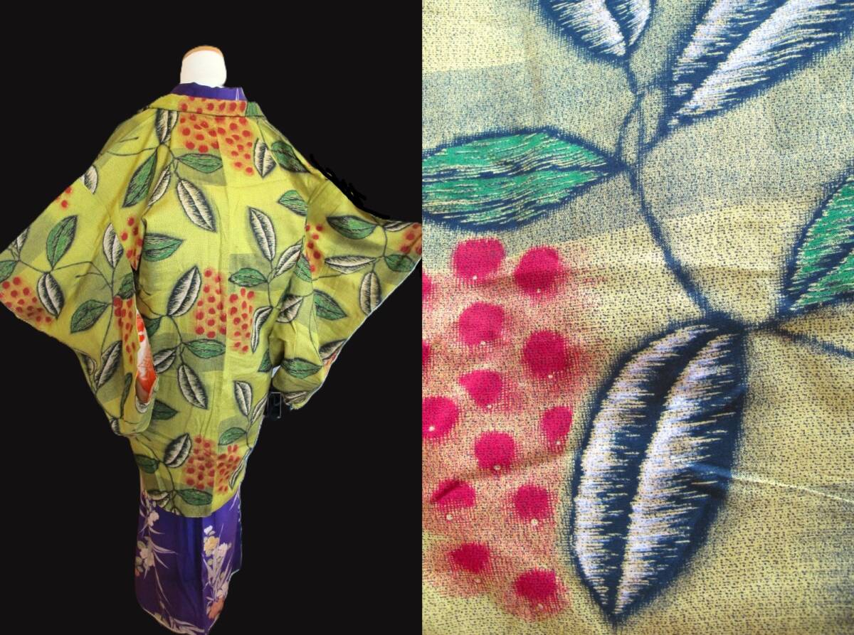 南天 アンティーク羽織 銘仙ふう柄 レトロ拍卖