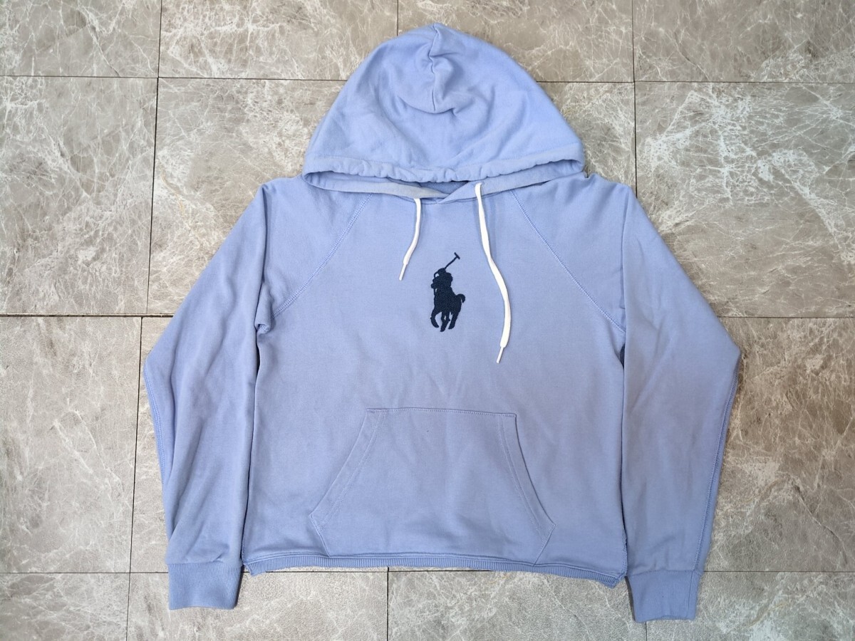 5.POLO RALPH LAUREN ポロ ラルフローレン センターロゴ ビッグポニー プルオーバー 短丈 スウェット パーカー フーディ レディースXS 805拍卖