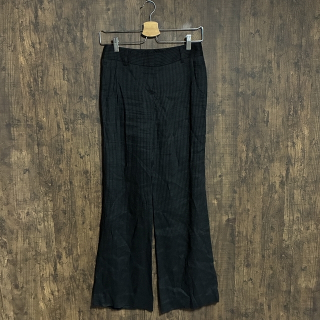 C21◇theory | セオリー ストライプ柄 フレアパンツ ブラック×シルバー レディース XOサイズ 中古品拍卖